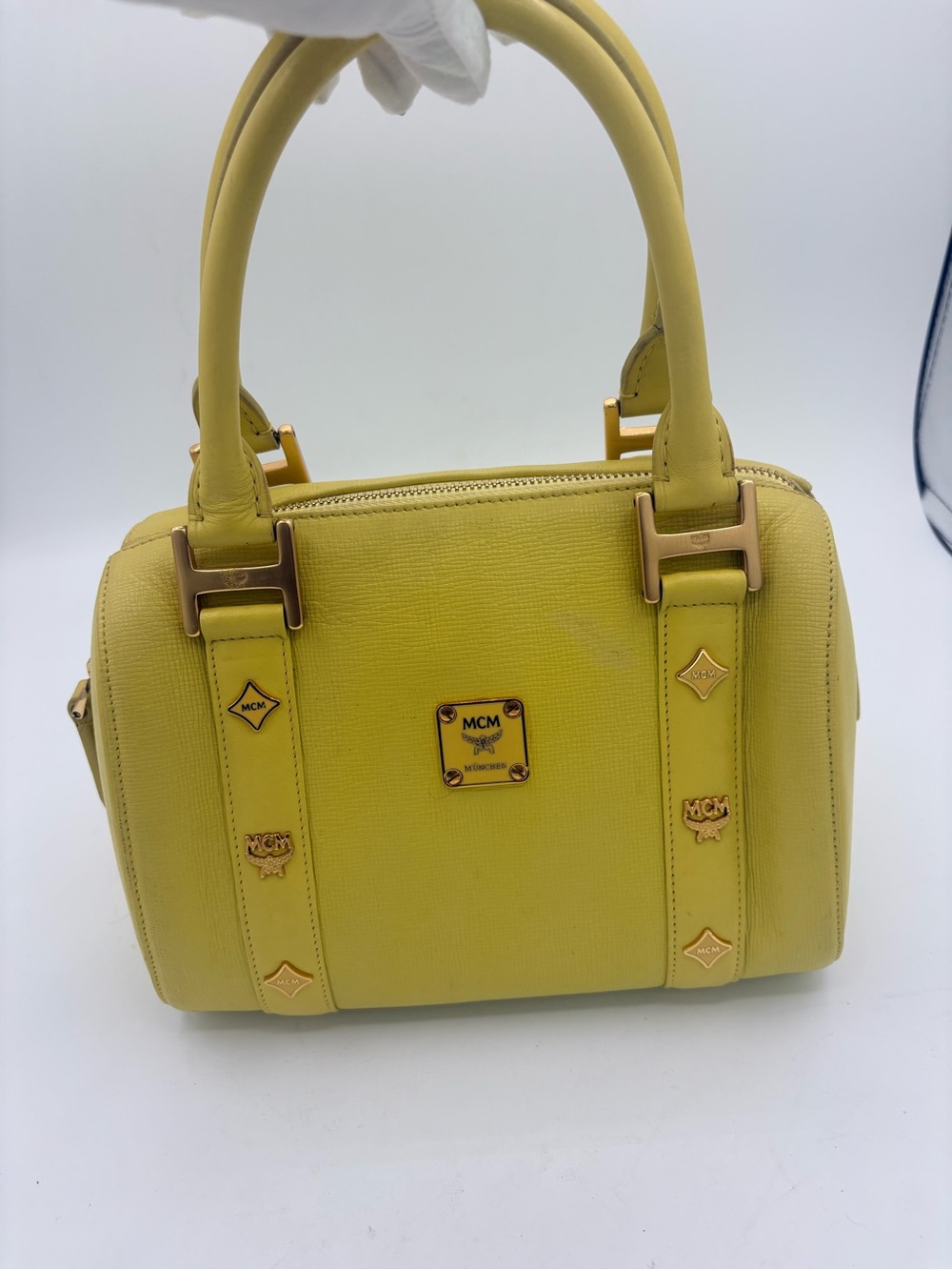 MCM Yellow Boston bag - Saffiano Leather Top-Handle Satchel